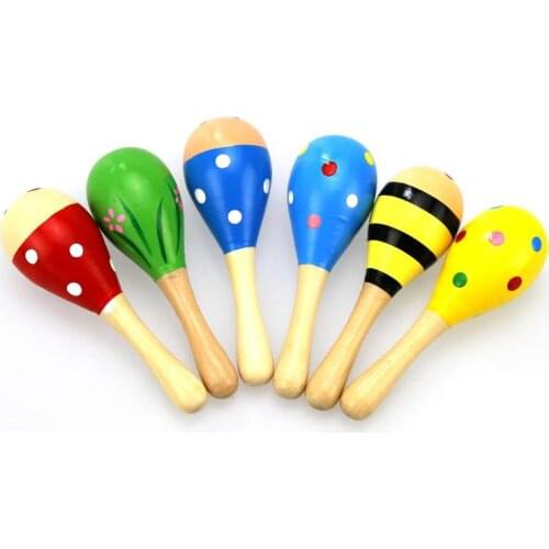 1/3 Wooden Rattles Musical Baby Children Shaker Toy New Funny Colorful Toys Graphic Cognition Early Educational Toys For Baby