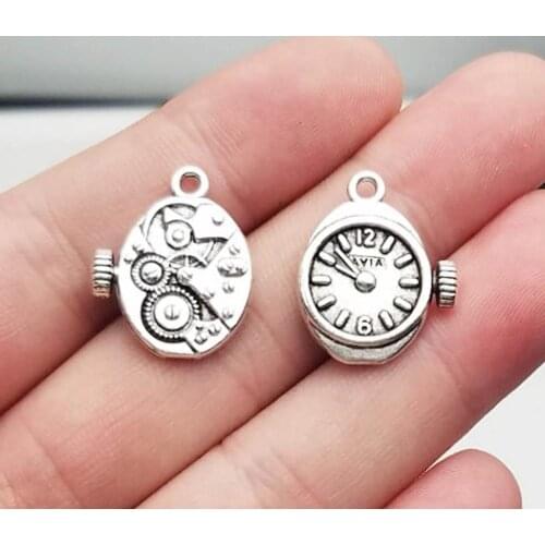 15pcs/lot--20x18mm, Antique silver plated Steampunk Watches Clock Gears Charms ,DIY supplies, Jewelry accessories