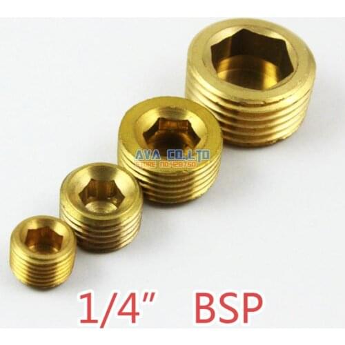 20 Pieces 1/4" BSP Brass Pneumatic Pipe Plug Hex Head Socket Plug Fuel Fitting