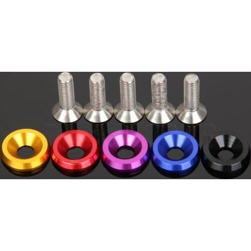 20Pc JDM Billet Aluminum Fender Bumper Washer Kit M6X15mm Bolt Engine Bay Dress Up KIT Screw Nuts Replacement Bolts Applications