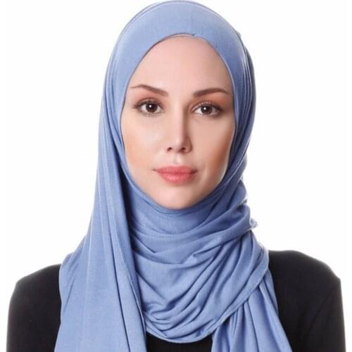 2019 women plain cotton jersey scarf Head hijab wrap solid cover-up femme Islamic shawls oversize headband muslim hijabs store
