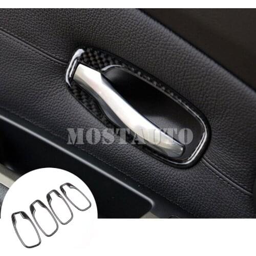 For BMW 5 Series E60 Carbon Fiber Car Door Handle Frame Trim Cover 2006-2010 4pcs Car Accessories Interior Car Decor Car Trim
