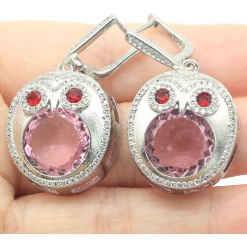 16x12mm SheCrown Lovely Cute Real Blue Sapphire White Bright Cunbic Zircon Women Daily Wear 925 Sterling Silver Stud Earrings