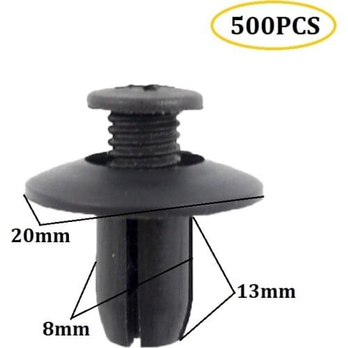 500Pcs Universal Car Bumper Fender 8mm Hole Plastic Rivets Fasteners Screw Car Fastener Clips for Nissan Toyota Focus Kia