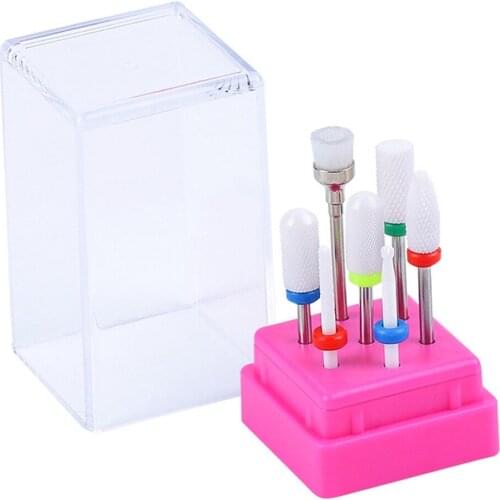 7Pcs Cuticle Clean Nail Drill Bits False Nail Remove Drill Bit Case Nail Tool