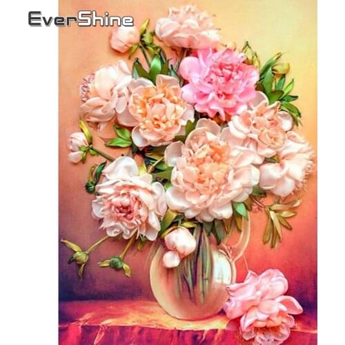 Evershine 5D Diamond Painting Flowers Diamond Mosaic Floral Full Square Drill Diamond Embroidery Pictures Rhinestone Home Decor