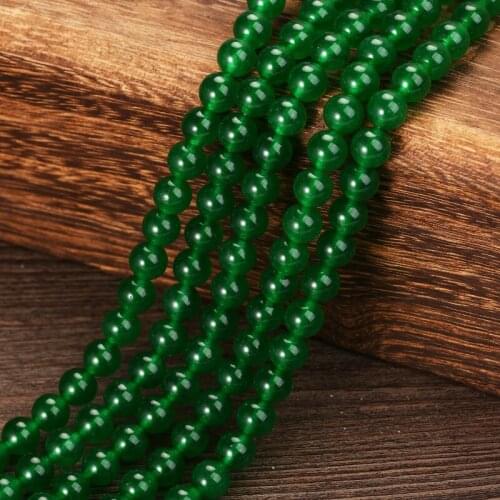 KANGKANG High Quality Natural Stone Green Round Loose Beads 15" Strand 4mm 6mm 8mm 10mm 12 mm For Jewelry Bracelets Wholesale