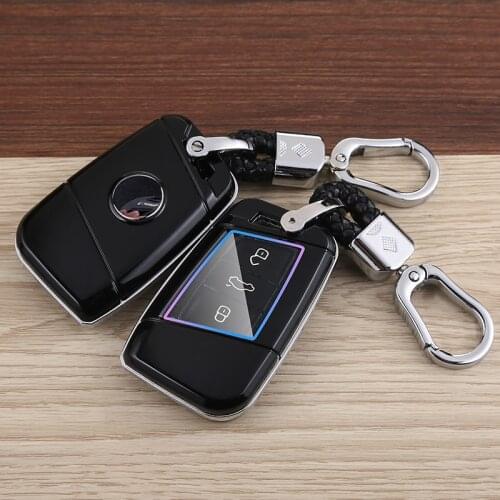 ABS Carbon Fibe Car Remote Key Full Cover Case For Volkswagen VW Magotan Passat B8 Skoda A7 Key Protect Shell Keychain