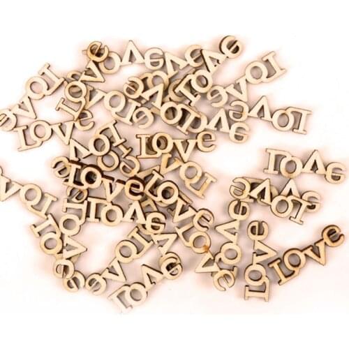Wooden Love Pattern Slices DIY Crafts Scrapbooking DIY Home Decoration Embellishments Handmade Accessory 28x11mm 50pcs