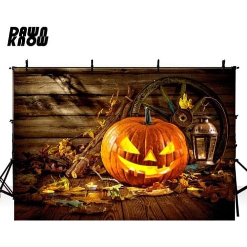 DAWNKNOW Happy Halloween Party Photography Background Wood Wall Pumpkin Lantern Backdrop Children Photo Studio Customize G821