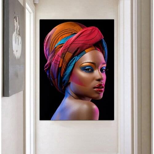 African Decoration Painting Sexy Lips Nude African Picture Art Beautiful Woman Oil Painting on Canvas Art Cuadro for Living Room