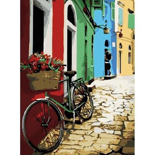 Painting By Numbers For Adults Frame Modern Wall Art Picture DIY Bicycle Picture By Number Gift For Home Decor 40x50
