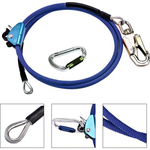 Steel Wire Core Flip Line Kits 1/2"x8ft long-Flipline with Triple Lock Carabiner Adjuster Adjustable Lanyard Low Stretch Ropes