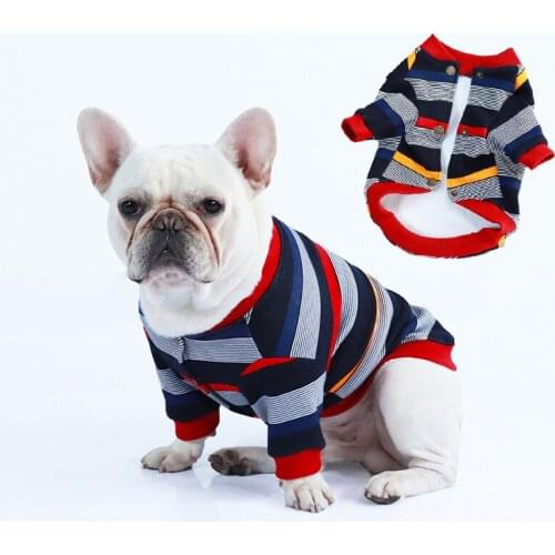 Stripe Pet Dog Costume French Bulldog Clothes Coat Warm Dog Jacket Winter Puppy Accessories Sweater for Dogs Jacket ropa perro