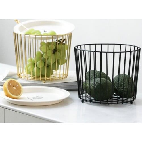 Creative Wrought Iron Fruit Basket Living Room Storage Basket With Fruit Tray Home Desktop Sundries Baskets Fruit Bowl