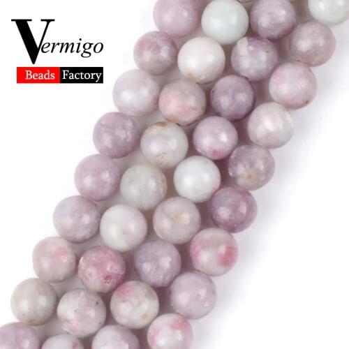 Natural Stone Lilac Jaspers Beads Round Loose Beads For Jewelry Making Diy Bracelet Necklace Minerals 6 8 10mm Perles 15"Perles