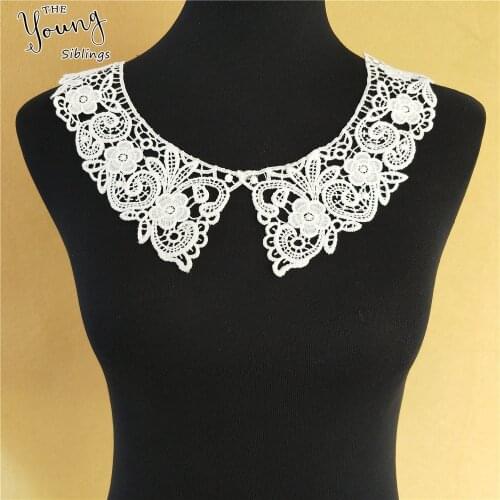 New lace Collar craft Embroidered Fabric Flower Lace Sewing Applique Lace Neckline DIY Clothing Accessory 1pcs sell YL1108