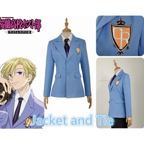 Anime Jacket and Tie Only Ouran High School Host Club School Haruhi Kyoya Hikaru Takashi Cosplay Costume Jacket Tie Halloween