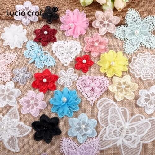 Lucia crafts Embroidery Lace Organza Flower Butterfly Patches Sew on Patch For Clothes Wedding Dress B0814