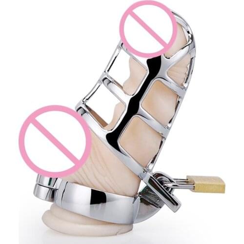 Male Chastity Cage Metal Cock Device Lockable Penis Ring BDSM Bondage Sex Toys Penis Sleeve Cock Ring Lock Chastity Belt for Men