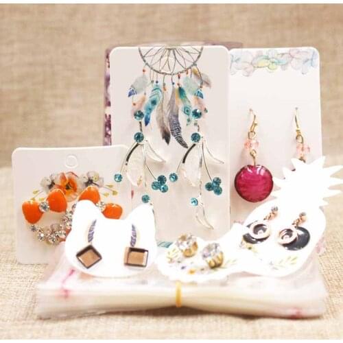 Flower design paper stud earring pack card Dreamcatcher drop earring package card 100pcs+100pc opp bag