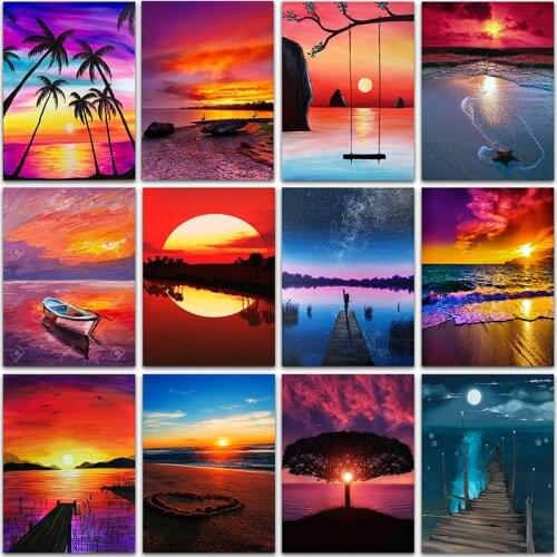 5D DIY Diamond Painting Kit Paint landscape scenery seascape Sunset Full Square&Round embroidery mosaic Cross stitch home decor