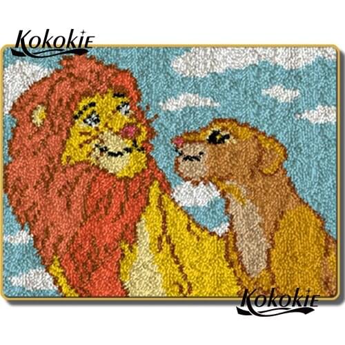 3D Embroidery needlework sets cross stitch cartoon lion carpet mat cushion Crocheting latch hook kits rug vloerklee diy tapijt