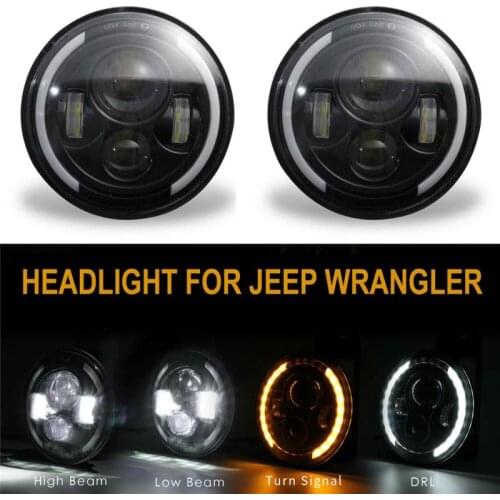 2021 NEW 7 Inch Cree LED Headlight High Low Beam Turn Signal Halo Lights Compatible With Jeep Wrangler JK TJ LJ Motorcycle Parts