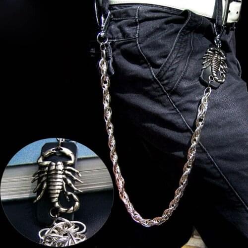Solid Fashion Punk Hip-hop Male Metal Pants Chain Men Or Women Jeans Clothing Accessories Trendy Scorpion Pant Chains