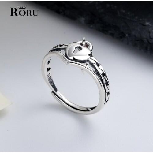 Open Adjustable 925 Finger Rings for Women Retro Trendy Heart & Arrow Matching Rings for Women Men Couple Rings Anniversary Gift