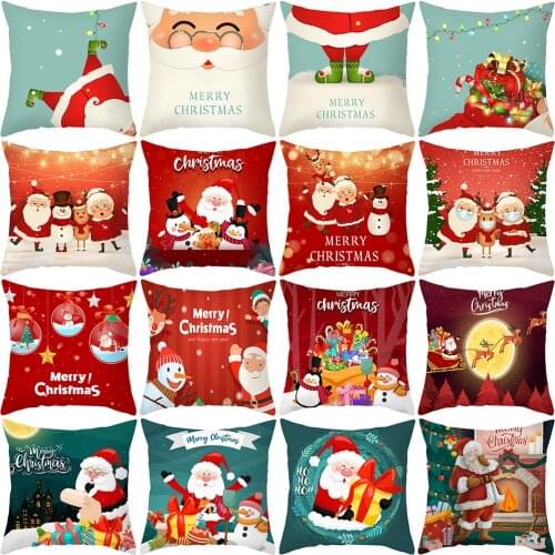 Christmas Pillowcase 45x45cm Cushion Merry Christmas 2021 Home Decoration Ornaments Navidad Xmas Gift Happy New Year