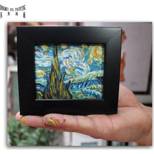 Hand-painted oil painting Mini world famous paintings on Small thin board Match framework Van gogh starry sky DM-928009