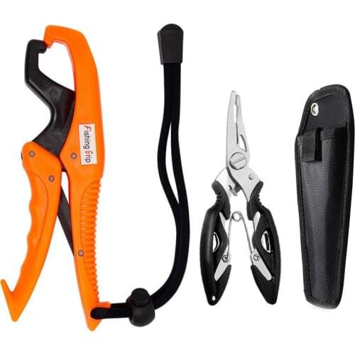 Fish Lip Gripper Fish Scales Professional Fish Holder Steel Fish Lip Grabber Fishing Pliers Braid Line Cutting and Split Ring