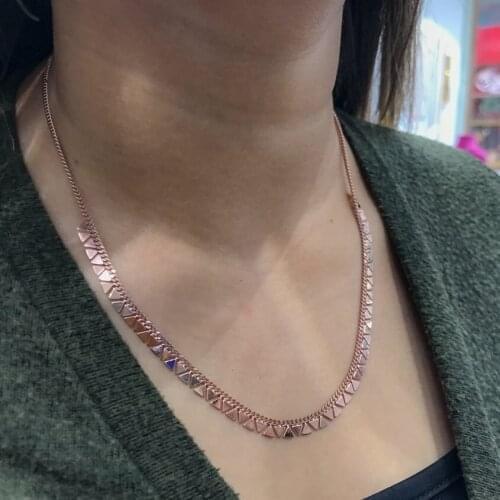 Triangle Sequin Dangle Top Quality Production Trend Silver Necklace