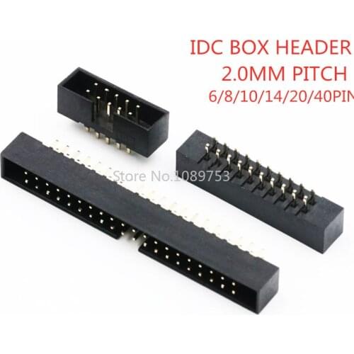 10Pcs DC3 2.0mm Pitch Straight Pins Male IDC Connector 6P 8P 10P 12P 14P 16P 18P 20P 24P 26P 40P