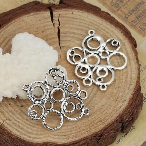 DoreenBeads Fashion Zinc Based Alloy Connectors Irregular silver color Circle Jewelry DIY Findings Charms 33mm x 29mm, 20 PCs