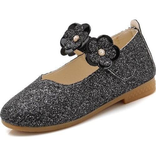2020 Summer New Girls Fashion Sequins Flowers Girls Leather Shoes Princess Shoes Girls Single Shoes Dance Shoes Casual Shoes