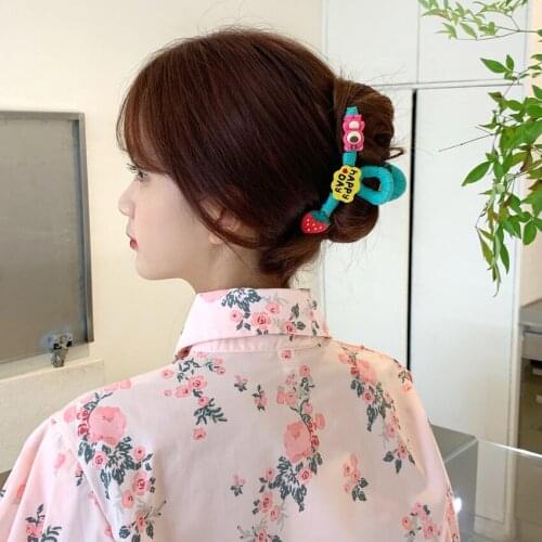 Strawberry Bear Catch Clip Hairpin Hair Accessories Cute Hair Catch Shark Clip Female Hairpin Hair Accessories Finished