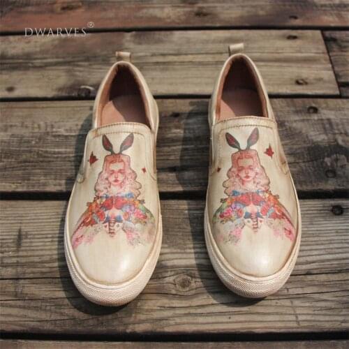 Handmade WomenS Low Top Fashion Leather Sneakers Hand-Painted Princess