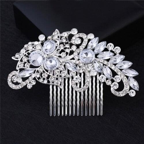2021 Fashion Flower Crystal Hair Comb Rhinestone Hair Combs For Women Hair Accessories Headwear Bridal Pearl Hairwear Haircombs