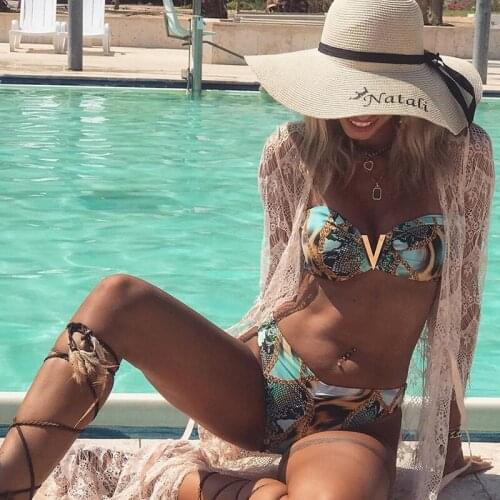 Sexy V Neck Bikini 2020 Summer Two Piece Swimsuit for Women Push up Swimwear Women Bathing Suit Print Swimming Suit for Women