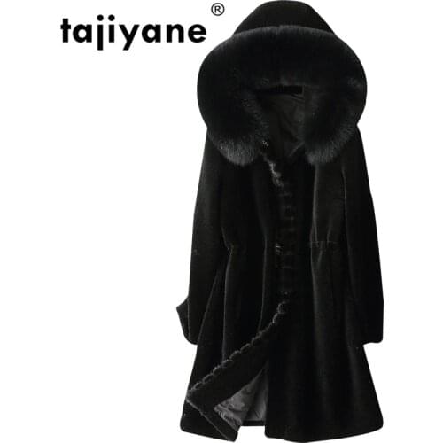 Womens Real Fur Coat Autumn Winter Jacket Women Clothes 2021 Fox Fur Hooded Mink Fur 100% Wool Coats Korean Vintage ZT1528