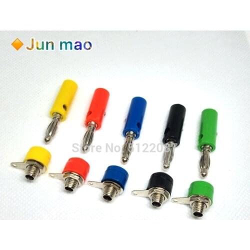 10ps 4mm Banana Socket Nickel Plated Binding Post Nut Banana Plug Jack Connector Red + Black JS-910B Terminal JS919 Opening 8mm