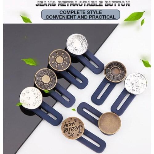 3Pcs Free Sewing Buttons Adjustable Disassembly Jeans Retractable Waist Button Metal Extended Buckles Pant Waistband Expander