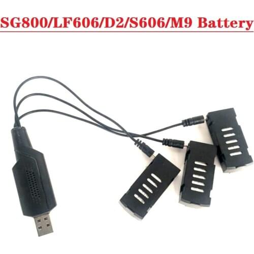 4Pcs 3.7V 500mAh SG800/LF606/D2/S606/M9 Battery with 3-in-1 Charger Rechagerable Battery Spare Parts for Folding 4-axis Drone