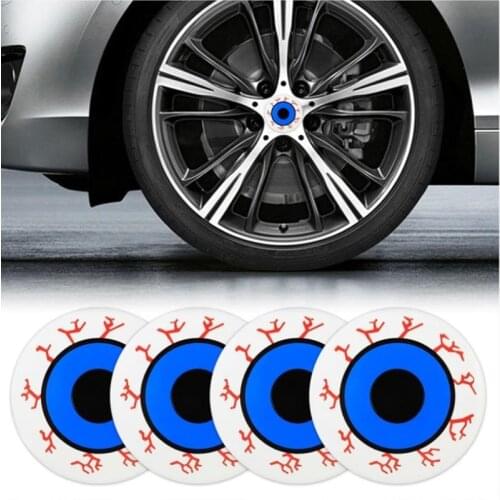 4pcs Car-styling 5.8cm 3D Eye Pattern Metal Wheel Center Caps Hubs Decorative Sticker Universal Car Decal Cover Scratches