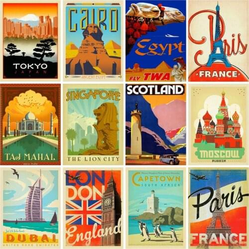 Huacan Full Diamond Mosaic Embroidery City 5D Diamond Painting Cross Stitch Landscape Beaded Pictures Decoration For Home