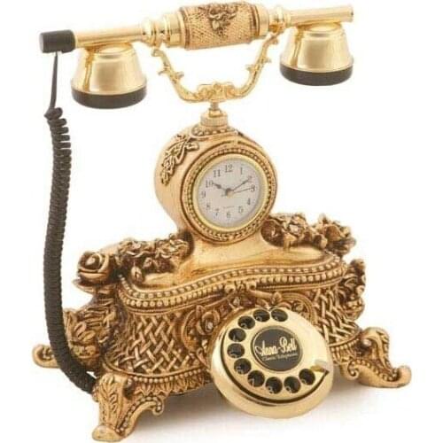Anna Bell Clocks Rose Leaf Gold Phone antique classic telephone старый классический телефон