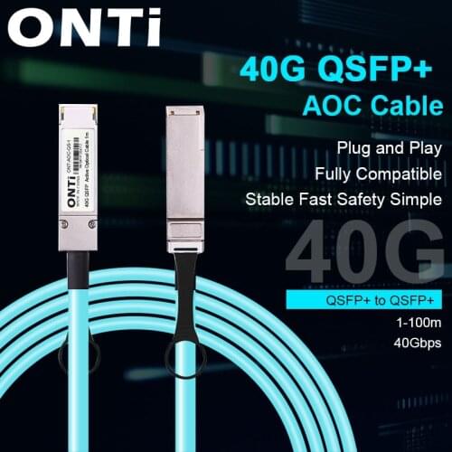 ONTi Free Shipping! 40G QSFP+ to QSFP+ AOC Fiber Cable 1-100m MPO SFP Module OM3 OM4 Active Optical Cable Support Custom Length