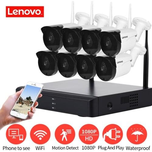 LENOVO Wireless CCTV System 1080P outdoor CCTV Camera 2MP 8CH NVR IP IR-CUT IP Security System video Surveillance